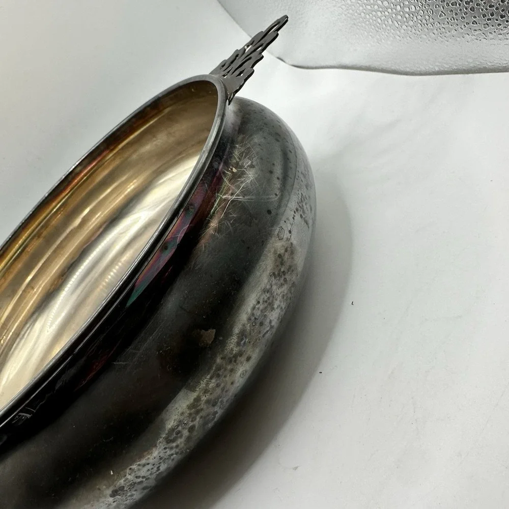 Vintage Reed & Barton Silver Plate Serving Bowl Round Gothic Moody Whimsygoth